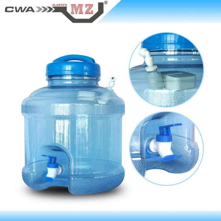食品级大口3加仑塑料PC水桶带水龙头配手柄盖子容器加浮球11.3L